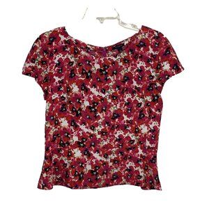 Ann Taylor Floral Peplum Blouse feminine cottagecore sz 6 short sleeve top